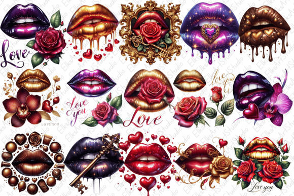 Download Cute Valentine Lips Clipart Bundle - Lips clipart bundle Collection