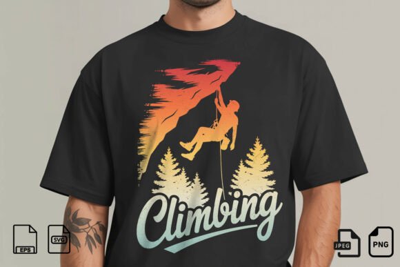 Download Rock Climbing Retro Sunset SVG - Premium Resources