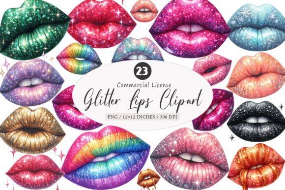 Download Glitter Lips Clipart Bundle, Sublimation - Lips clipart bundle Collection