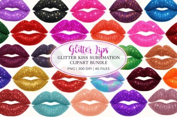 Download Glitter Lips Clipart Bundle, Sublimation - Lips clipart bundle Collection
